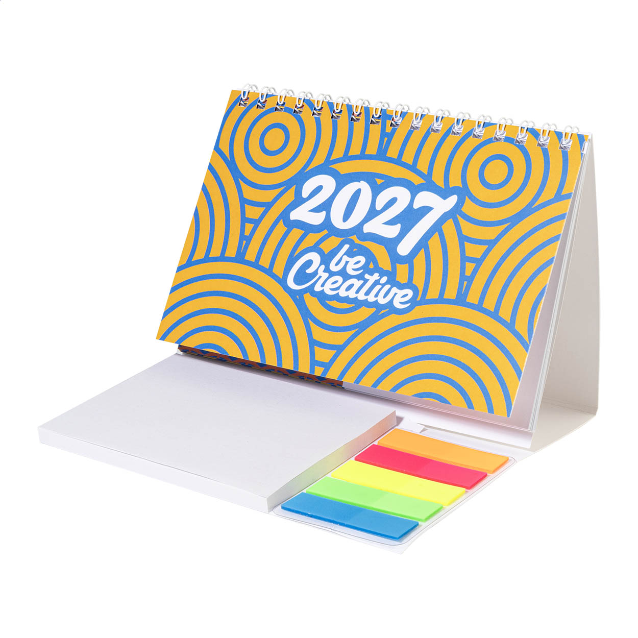 Calendrier de bureau personnalisé CreaDate Combo avec notes autocollantes imprimé avec logo