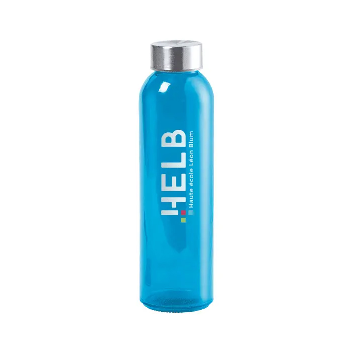 Gourde avec prénom en verre personnalisée 550 ml avec bouchon inox - Virginie