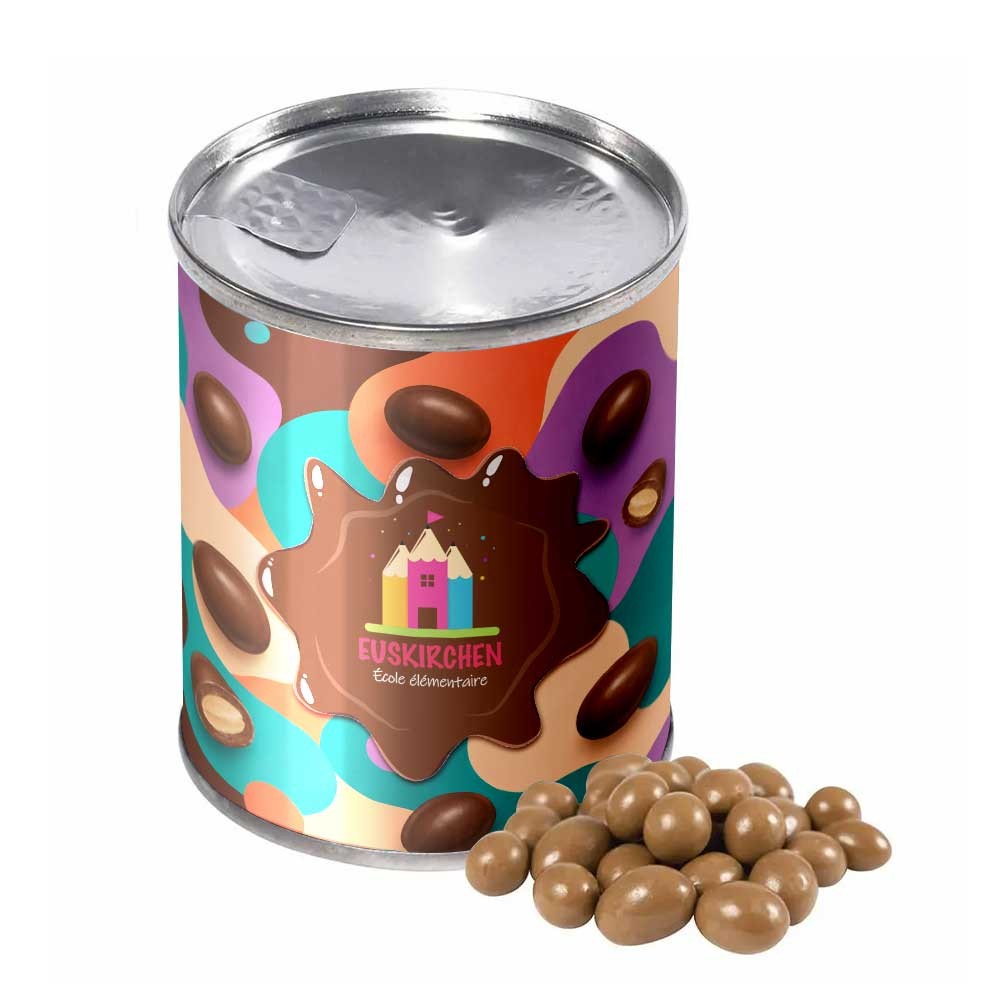 Boîte métallique personnalisable avec cacahuètes au chocolat