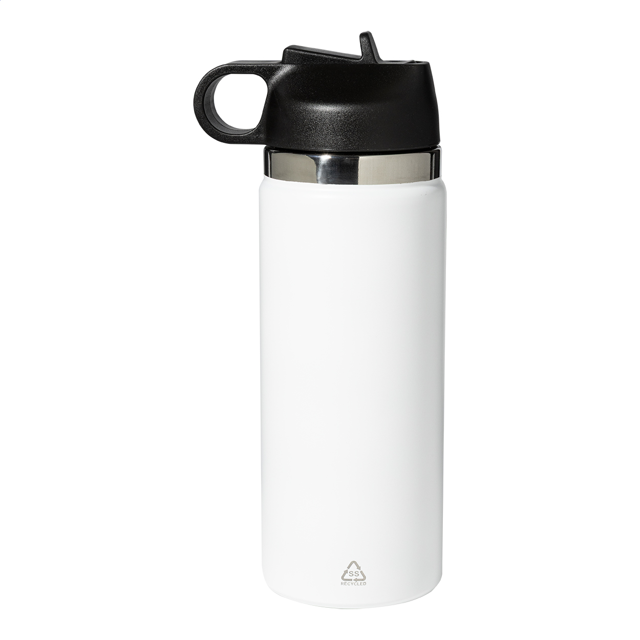 Bouteille isotherme Dablam personnalisée en inox recyclé avec paille, 500 ml