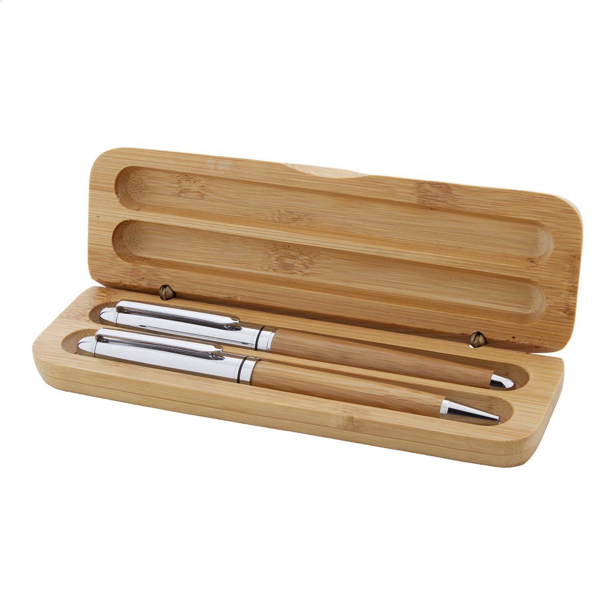Parure de stylos Chimon personnalisée en bambou et métal, coffret bambou