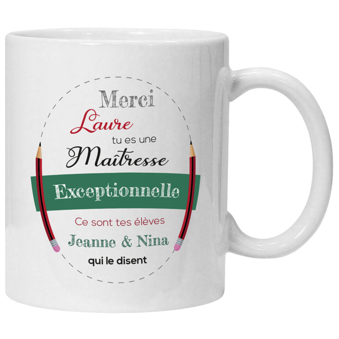 Mug personnalisé Maîtresse exceptionnelle - Aïssata - Zaprinta France