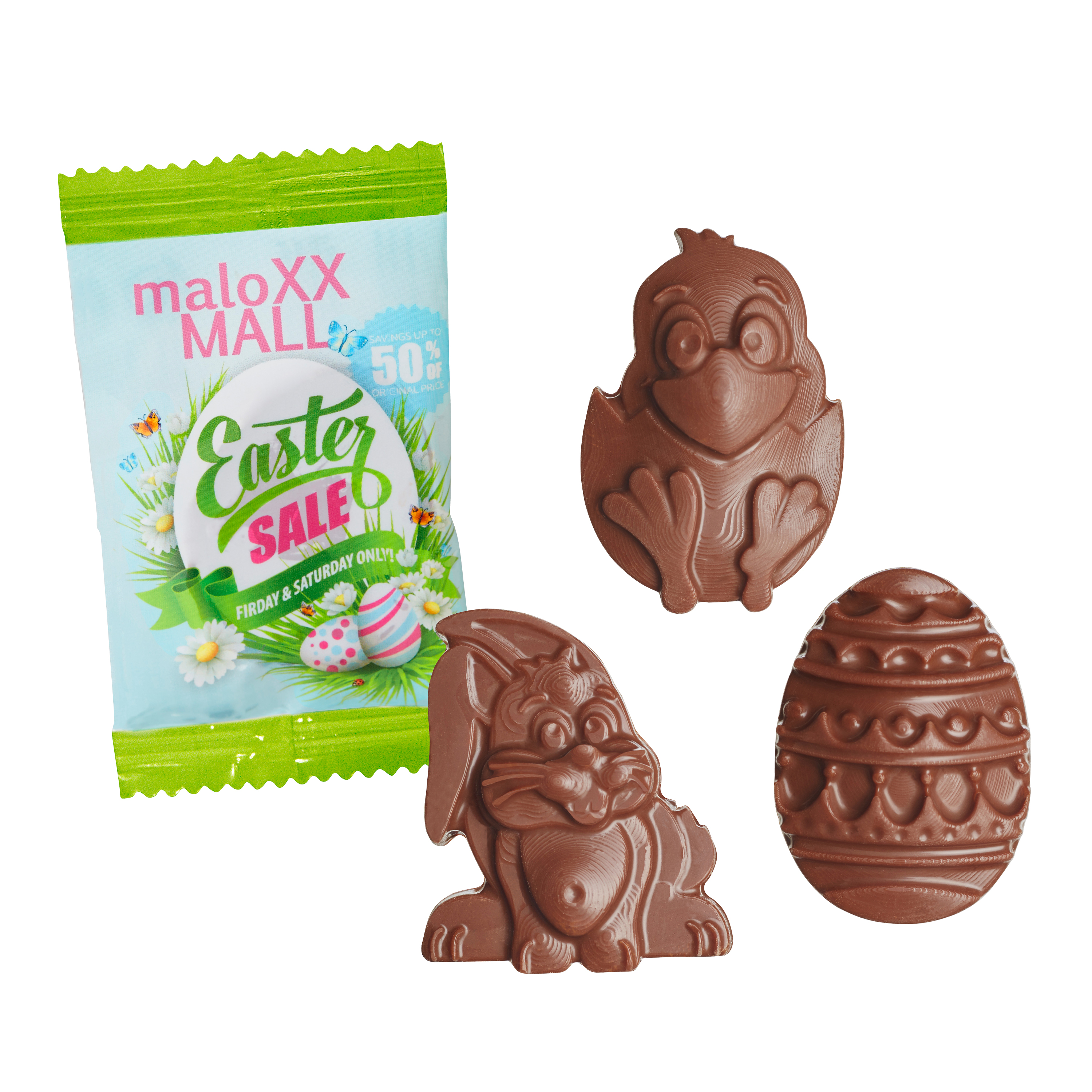 Formes de Chocolat de Pâques - Coulonges-sur-Sarthe imprimé avec logo