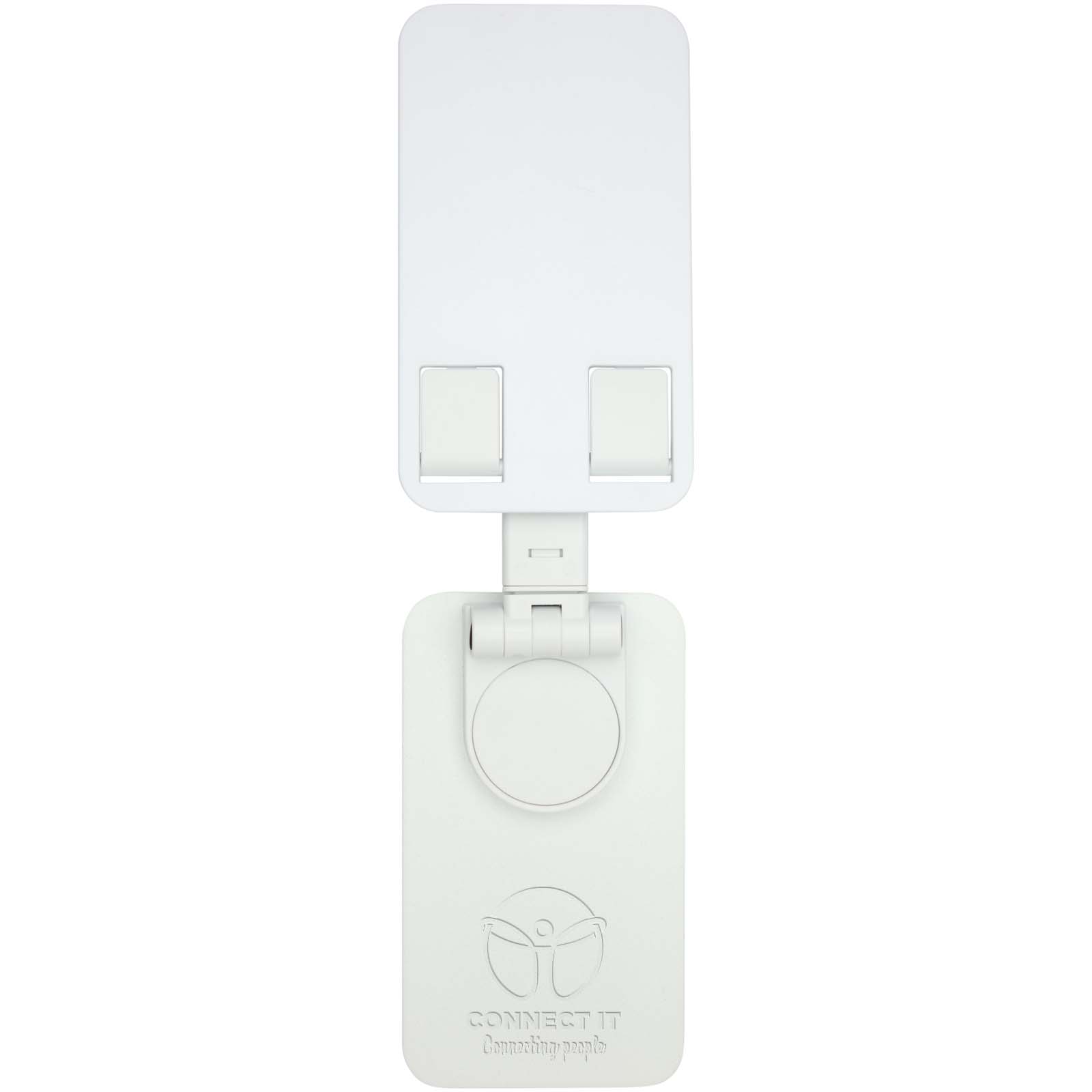 Support de téléphone pliable Alhena en plastique recyclé avec support de bureau en métal