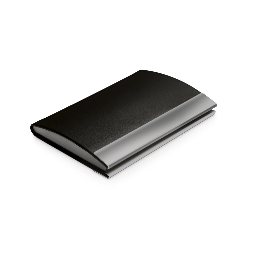 Porte-cartes de visite en métal miroir et PU -