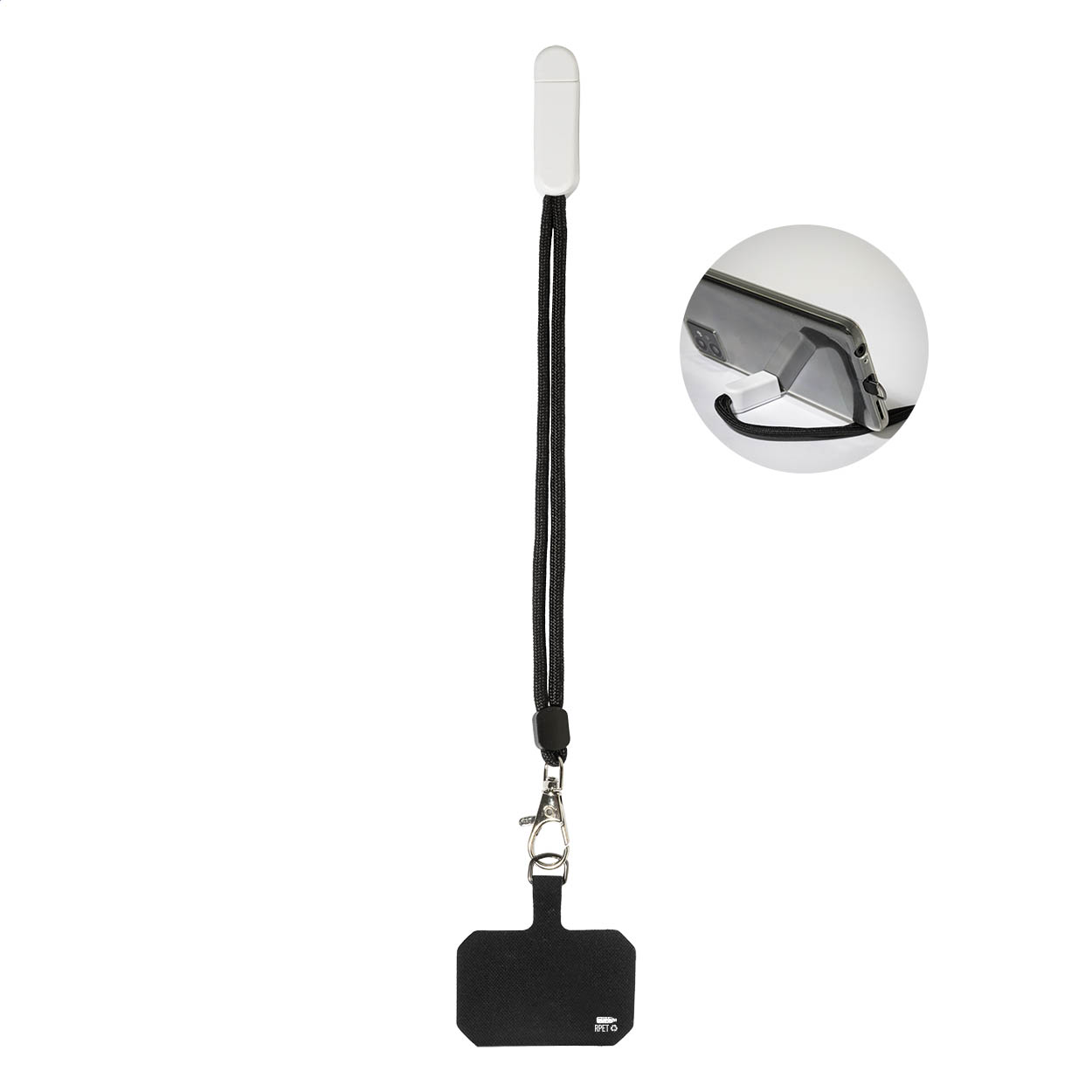 Bracelet porte-téléphone CuffStand personnalisé en RPET avec support bureau imprimé avec logo