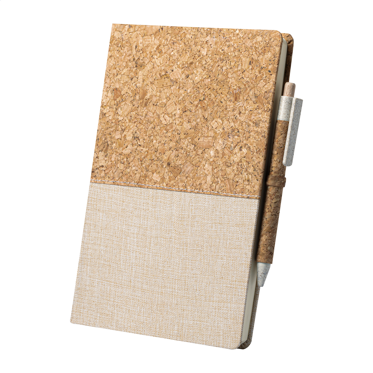 Carnet A5 Gennar personnalisé en liège et coton avec stylo en paille de blé