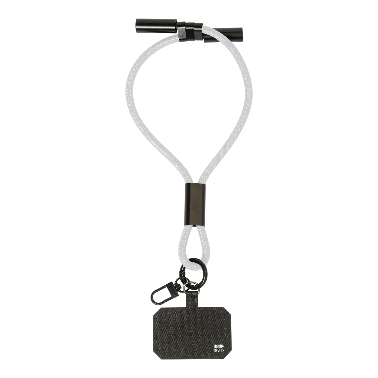 Bracelet porte-téléphone CuffCharge en RPET avec câble USB-C 60 W, avec logo imprimé avec logo
