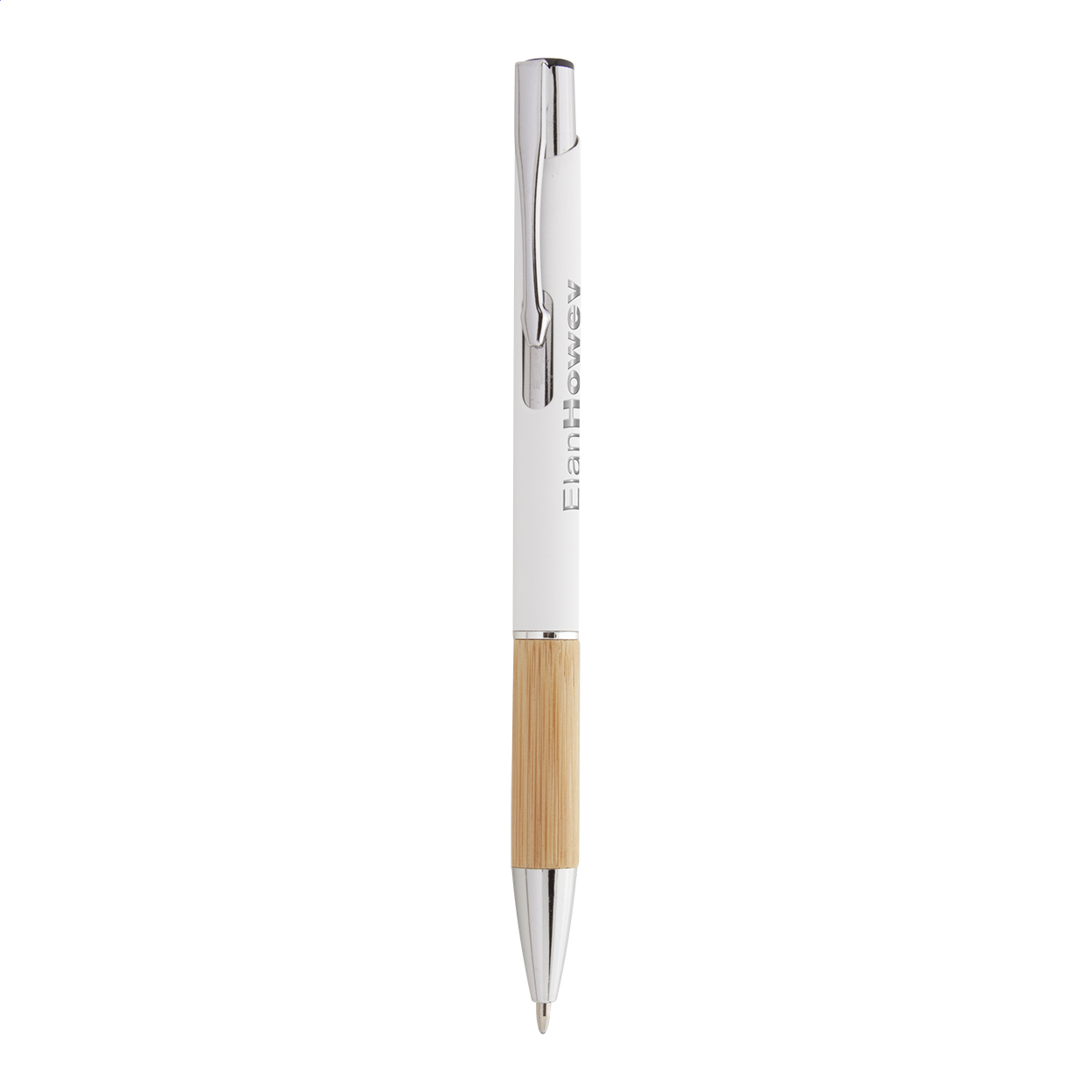 Stylo bille Roonel personnalisé en aluminium, grip bambou, gravure miroir imprimé avec logo