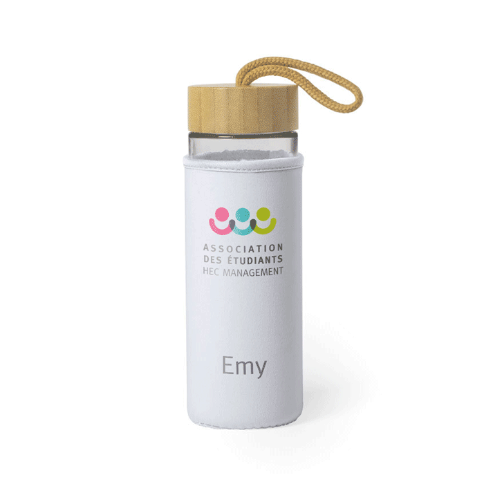 Gourde écologique verre et bambou avec prénom 550 ml - Julien