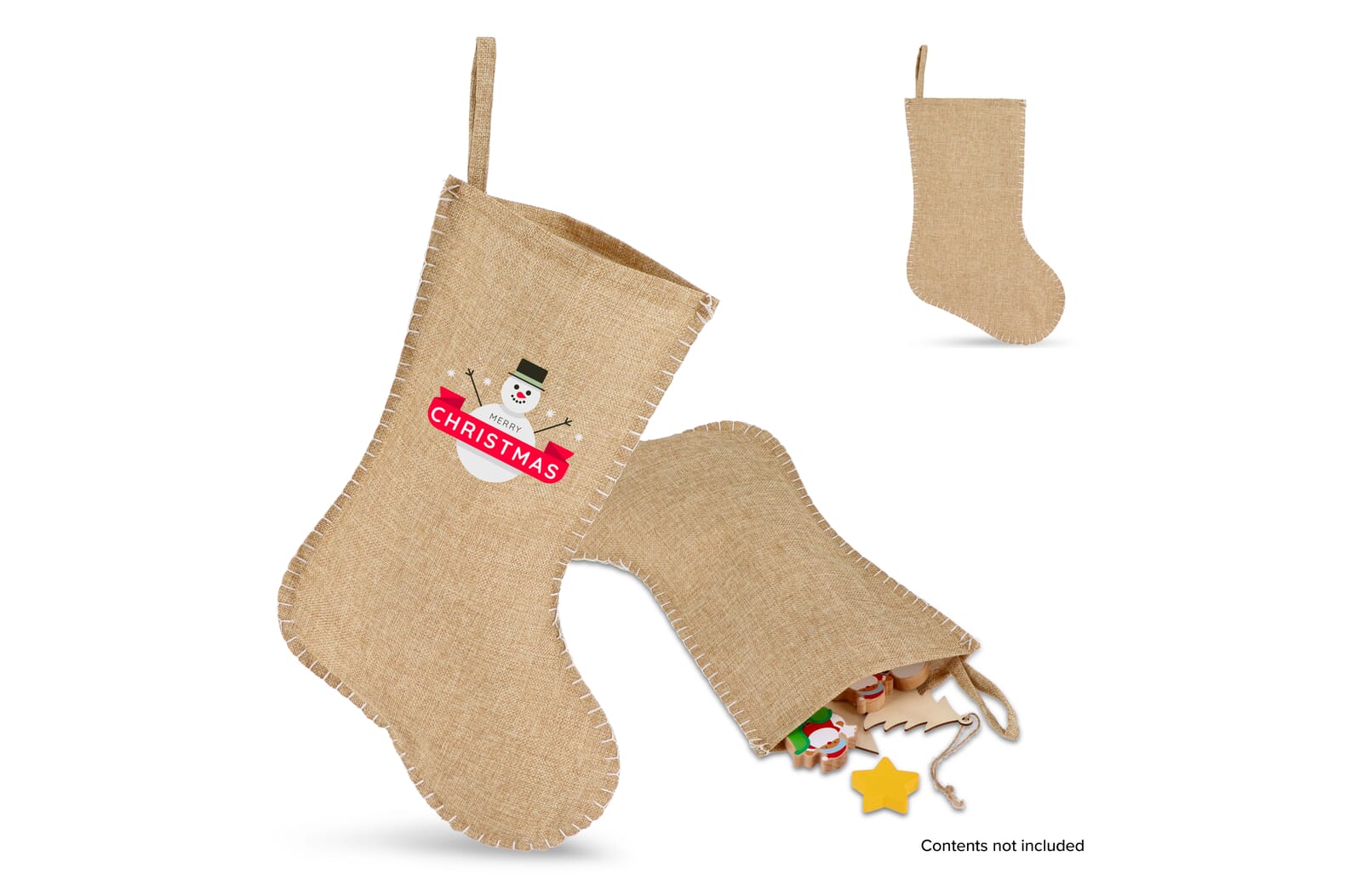 Chaussette de Noël en jute avec couture décorative - Astet