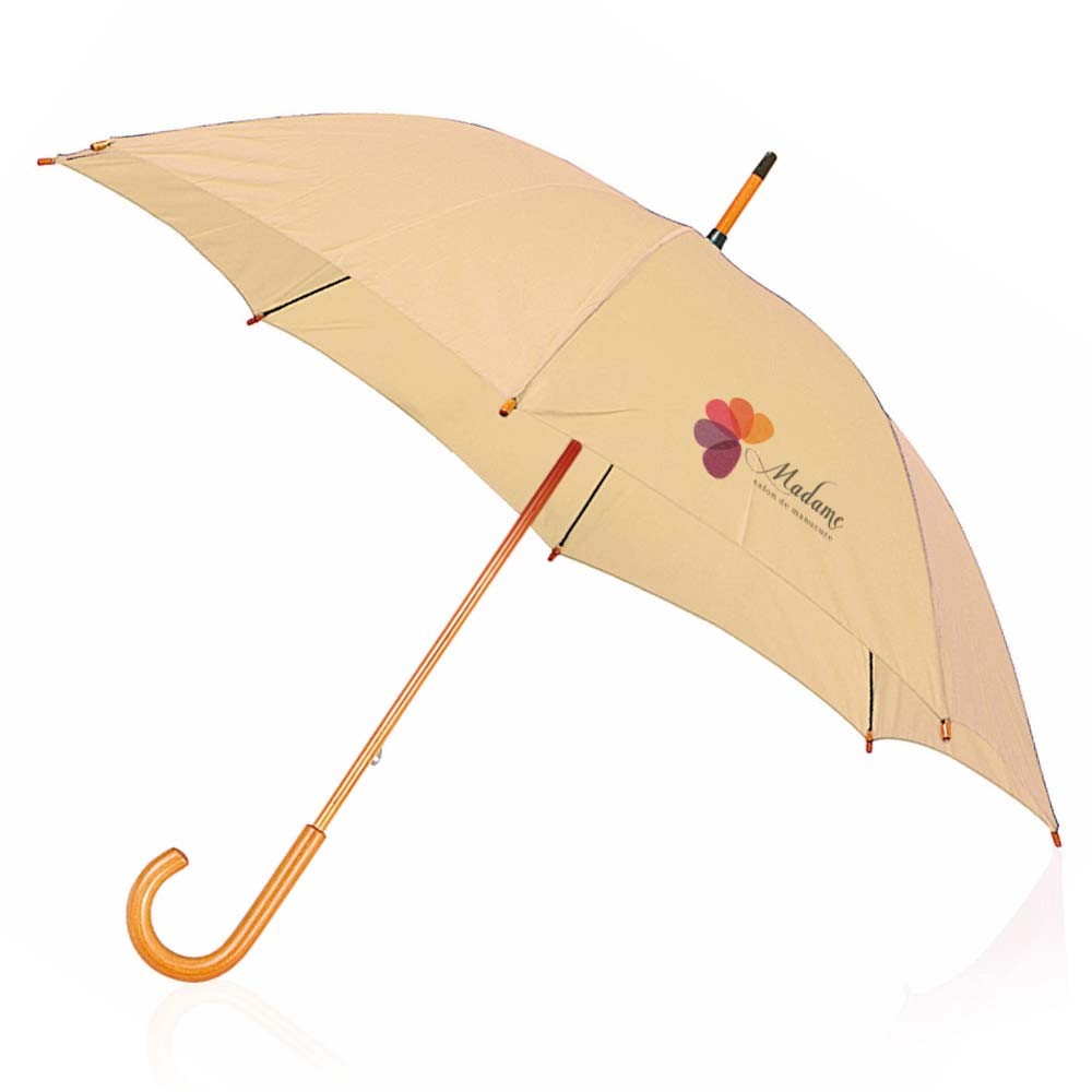 Parapluie personnalisé 105 cm avec poignée en bois - Maël imprimé avec logo