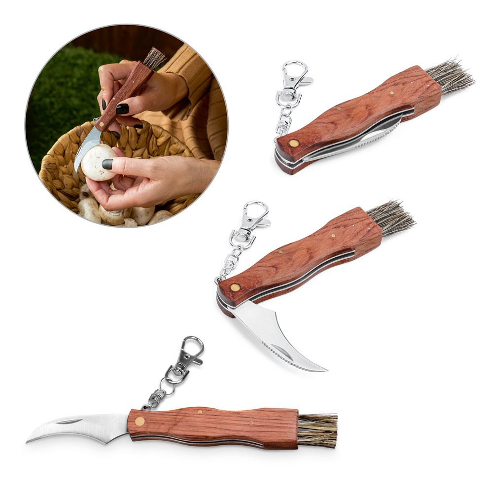 couteau de poche en acier inoxydable avec mousqueton en bois - Zaprinta France