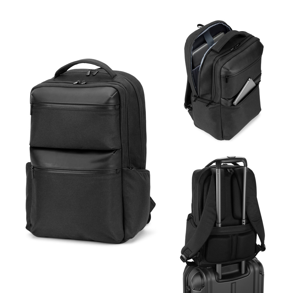 COPENHAGEN. Sac à dos déperlant en sergé recyclé avec deux grandes poches avant 17".