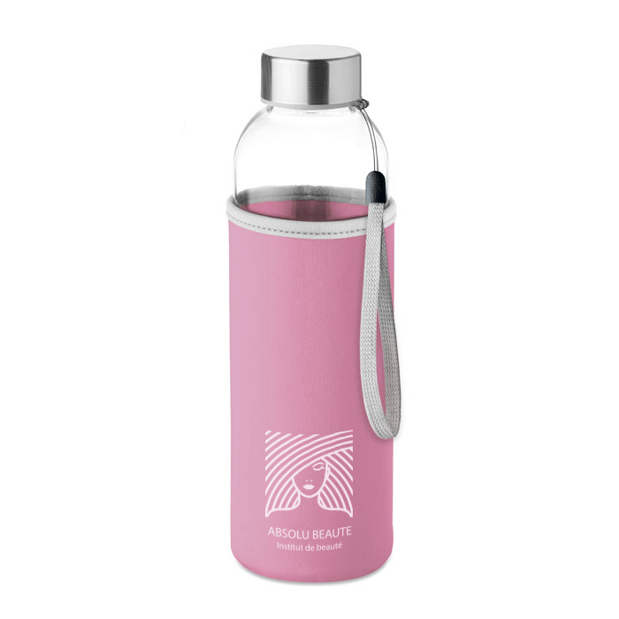 Gourde en verre personnalisée avec pochette en néoprène 500ml - Zaprinta France