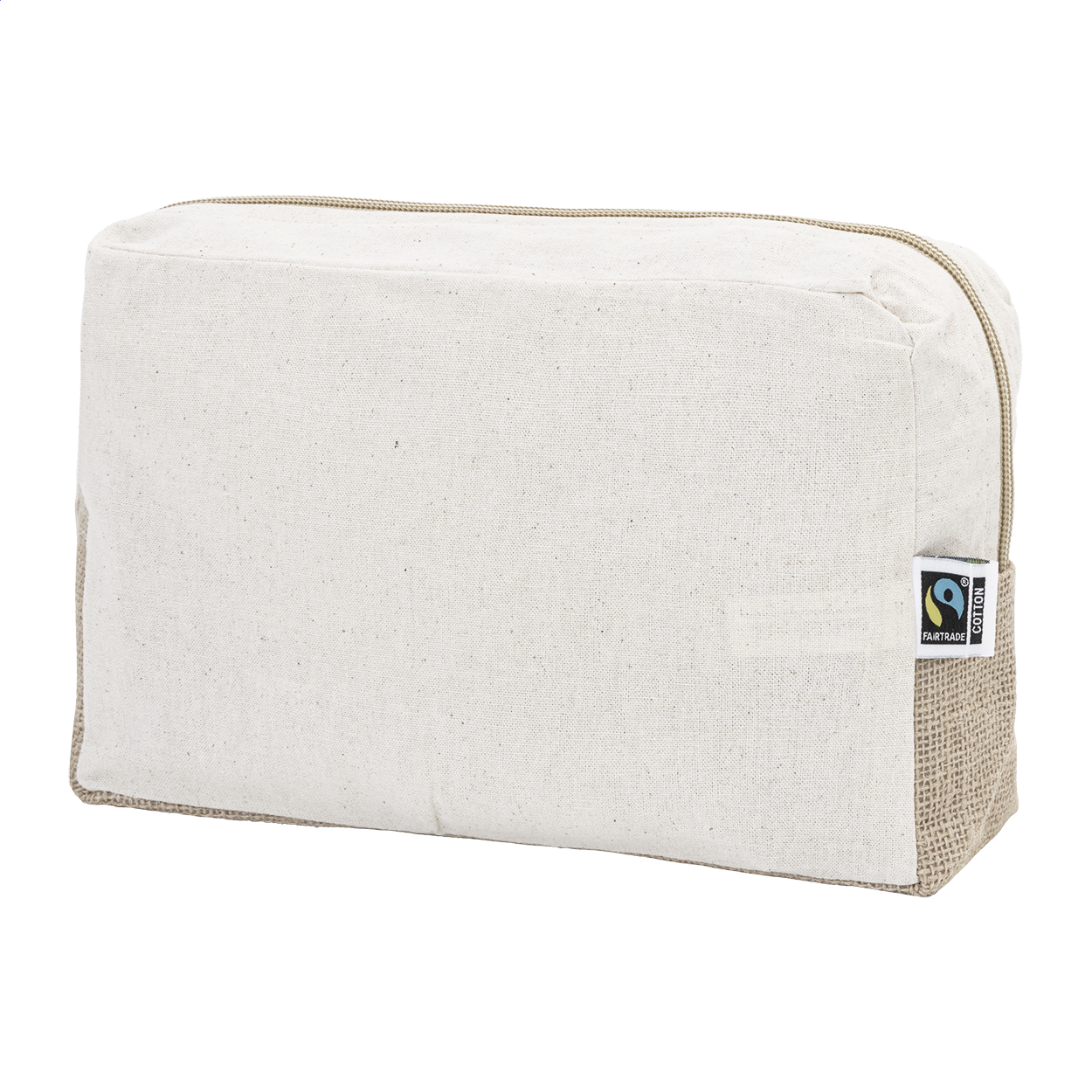 Trousse de toilette Ferbax personnalisée en coton Fairtrade et jute laminée imprimé avec logo