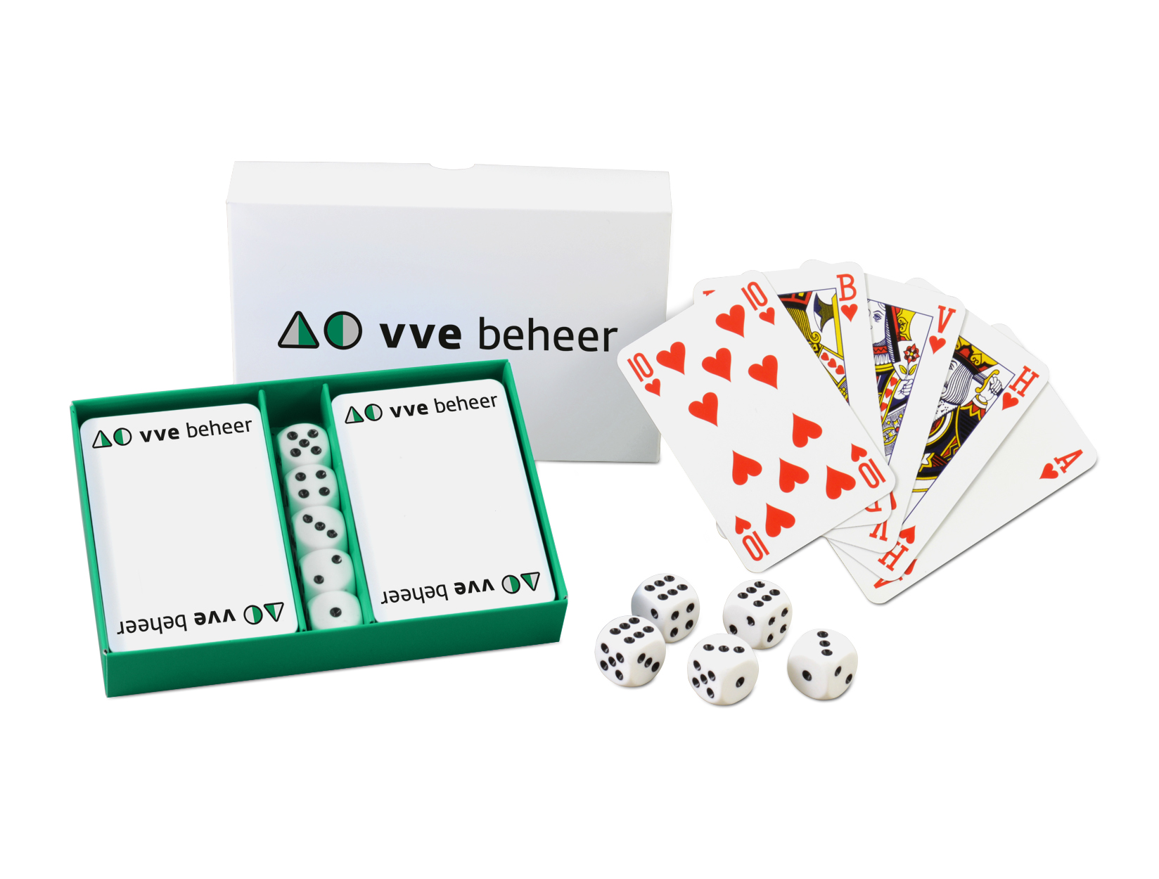 Ensemble 2 jeux de cartes à jouer et 5 dés dans une boîte personnalisable - JCA09 - Zaprinta France