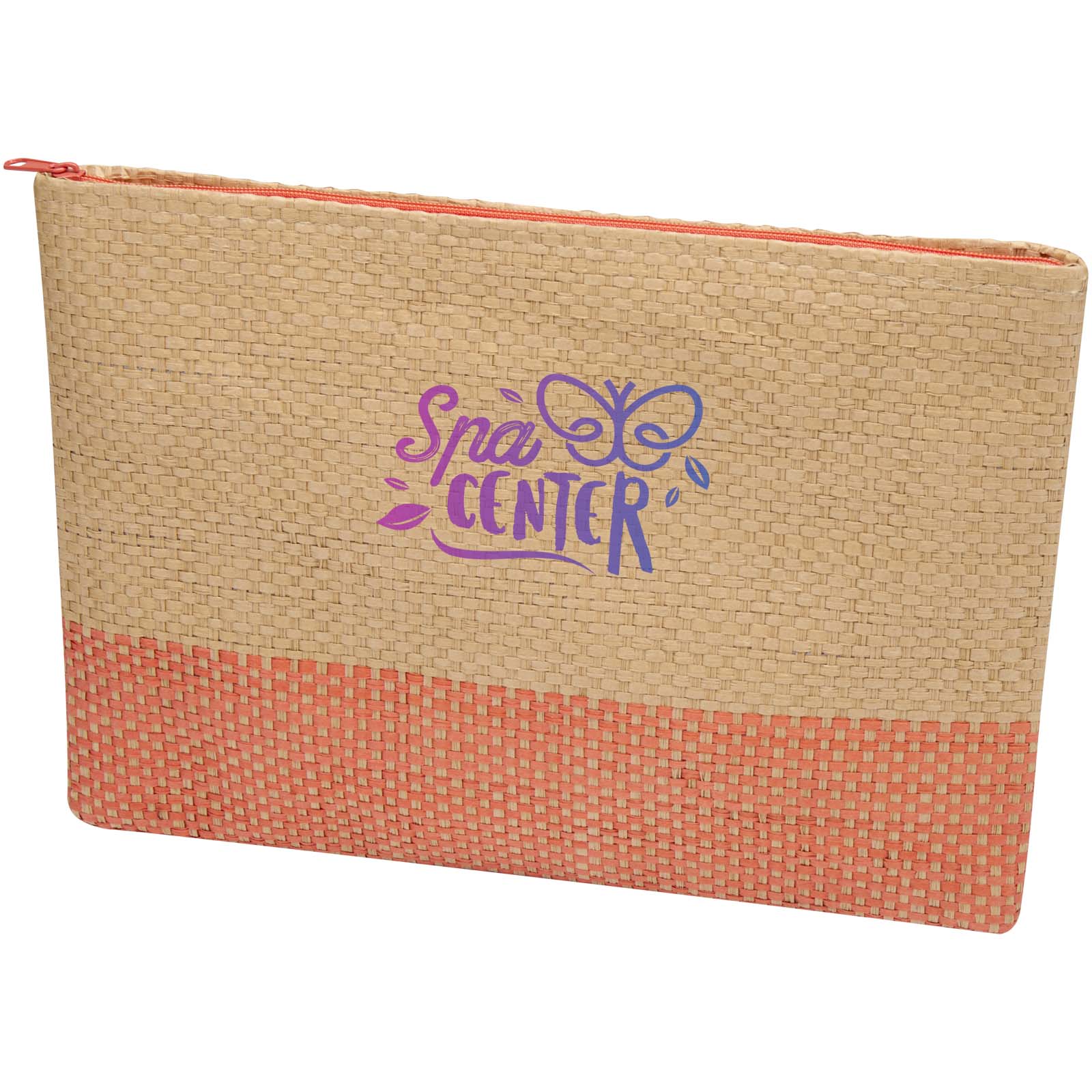 Trousse zippée Rhythm 3 L personnalisée en papier paille tressé imprimé avec logo