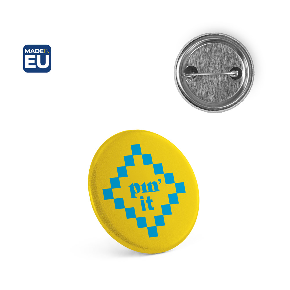 Badge Button P'IN 3 à épingle personnalisé, ø38 mm