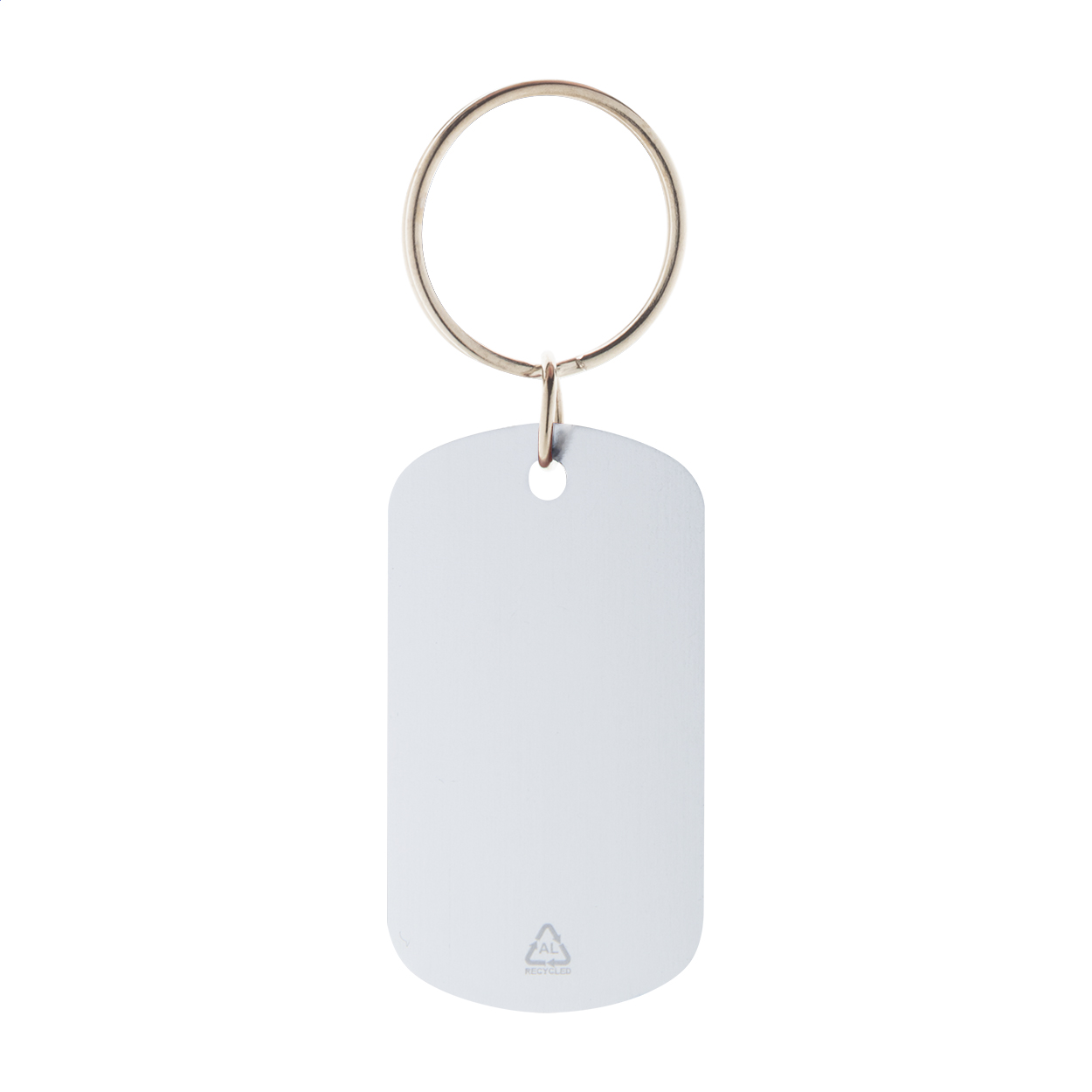 Porte-clés Ralutag personnalisé en aluminium recyclé avec anneau métal imprimé avec logo