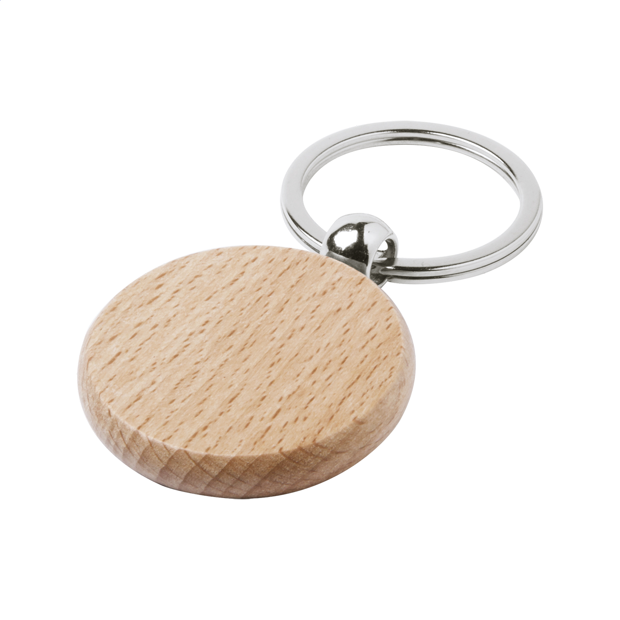 Porte-clés ovale Wokke personnalisé en bois de hêtre naturel imprimé avec logo
