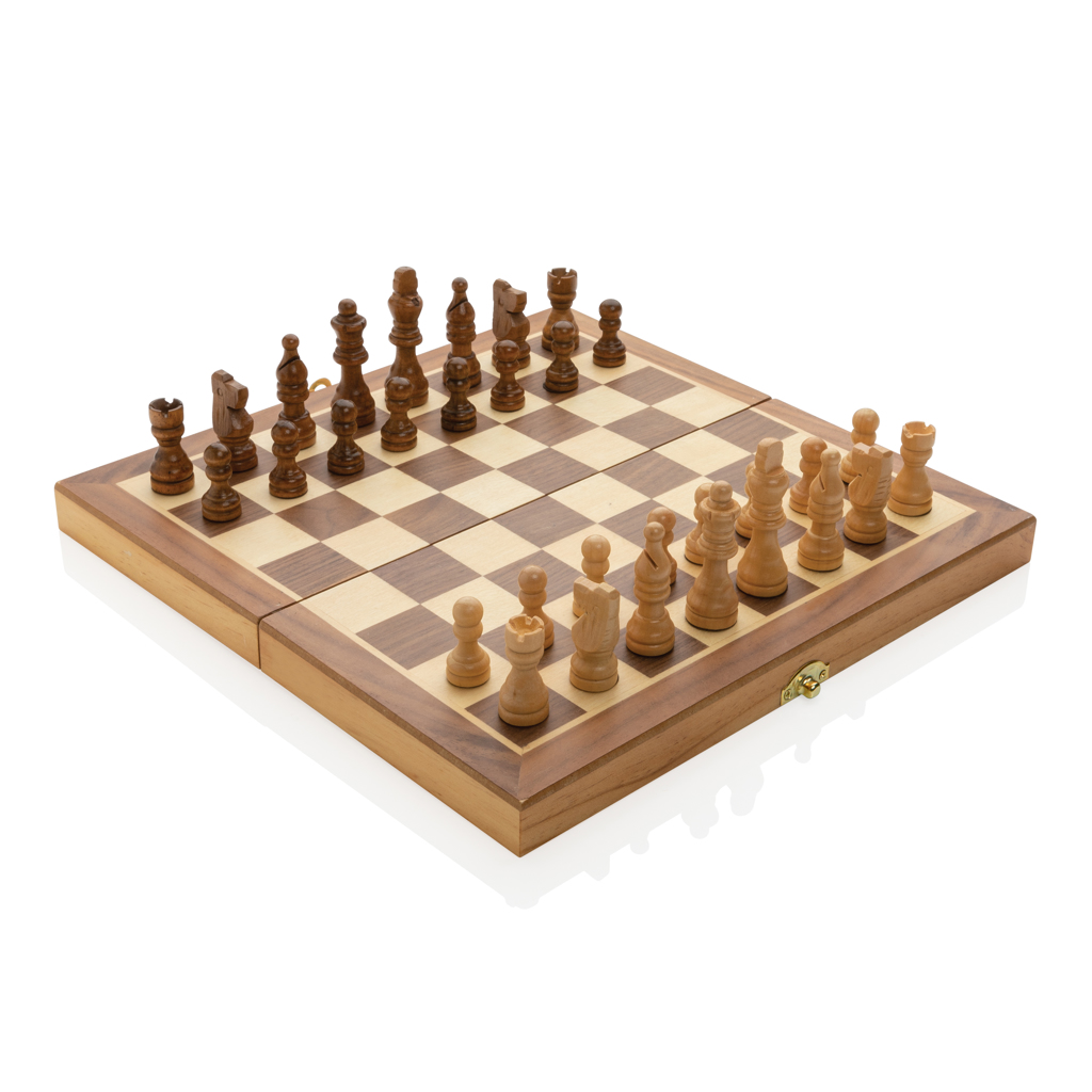 Jeu d'échecs pliable en bois FSC® - Zaprinta France