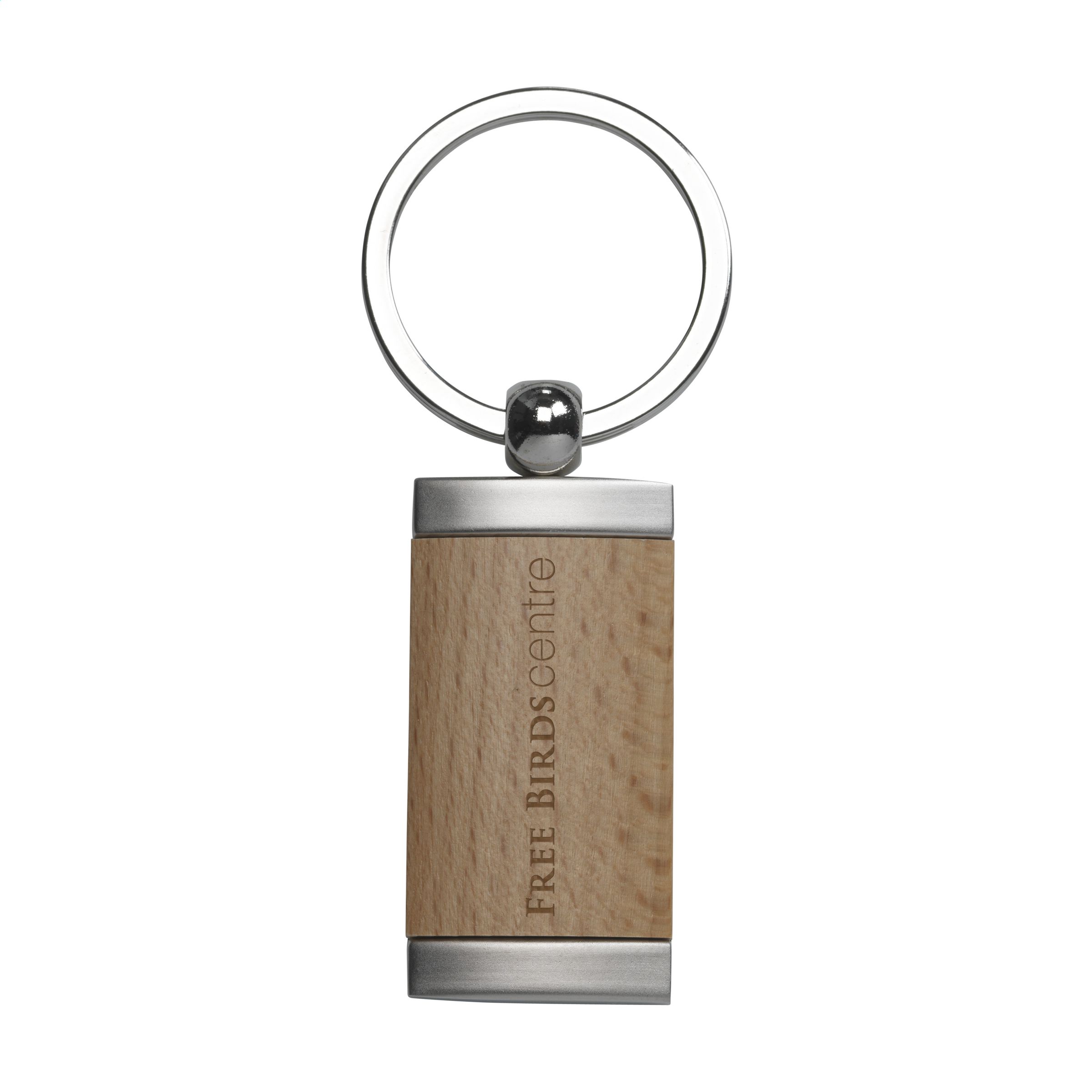 Porte-clés en métal mat avec incrustation de bois de hêtre - Chevreuse - Zaprinta France