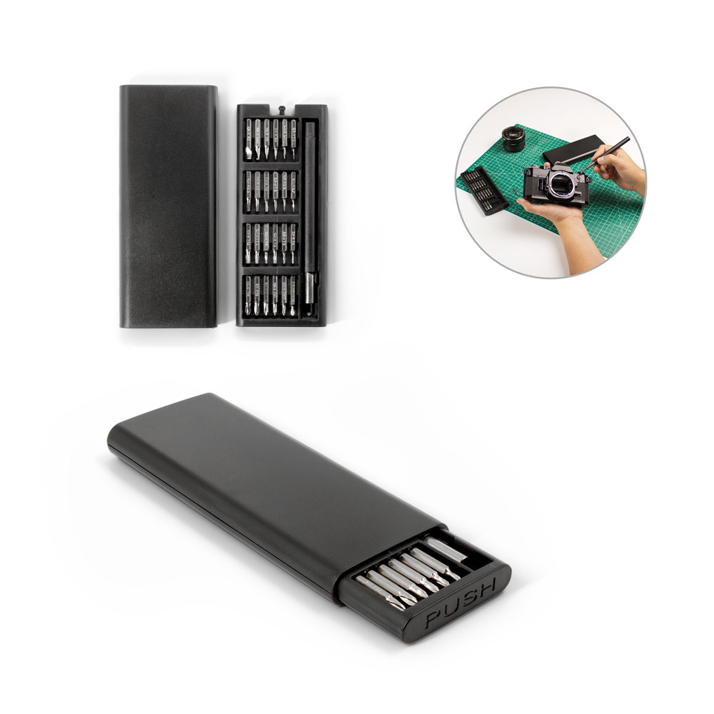 Kit de tournevis ATOM avec différentes pointes magnétiques en acier au carbone