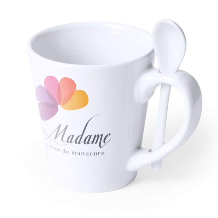 Mug blanc personnalisé avec cuillère 350 ml - Dani