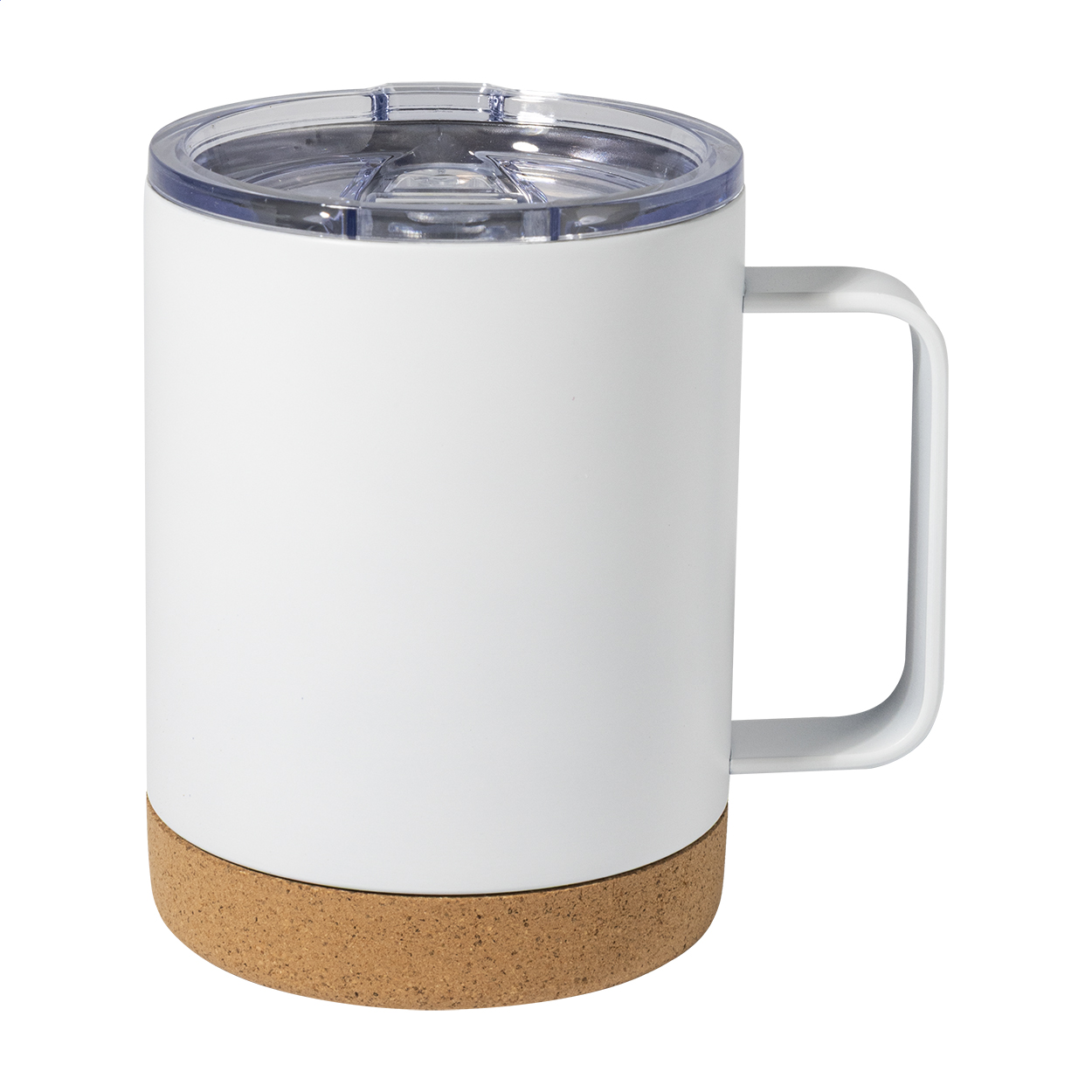 Mug isotherme Corgox personnalisé en inox, base en liège, 330 ml