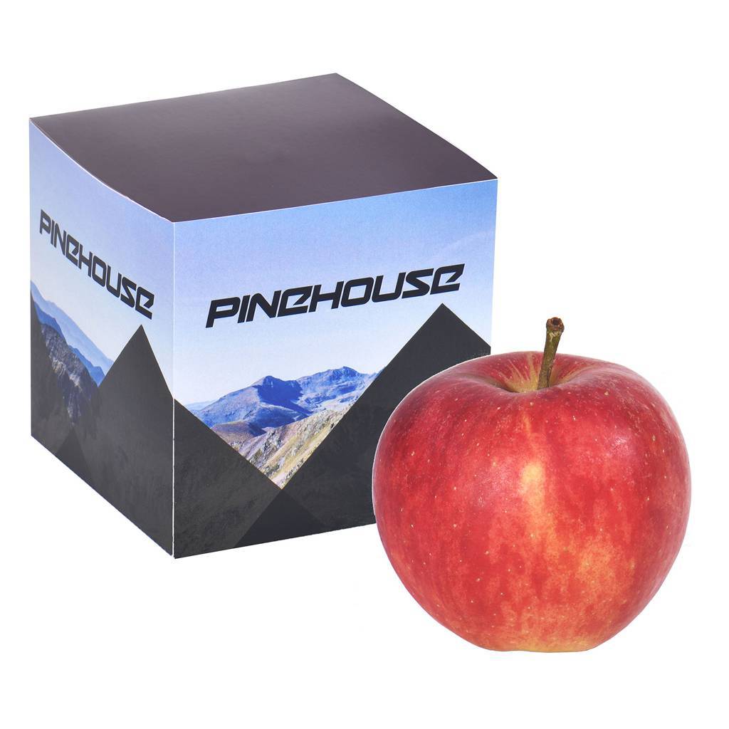 Pomme dans une boîte personnalisée