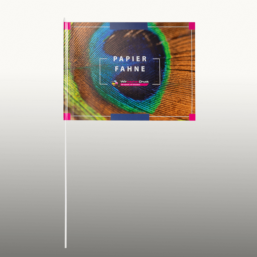 Drapeau de Papier Premium avec Bâton en Plastique - Montsecret imprimé avec logo