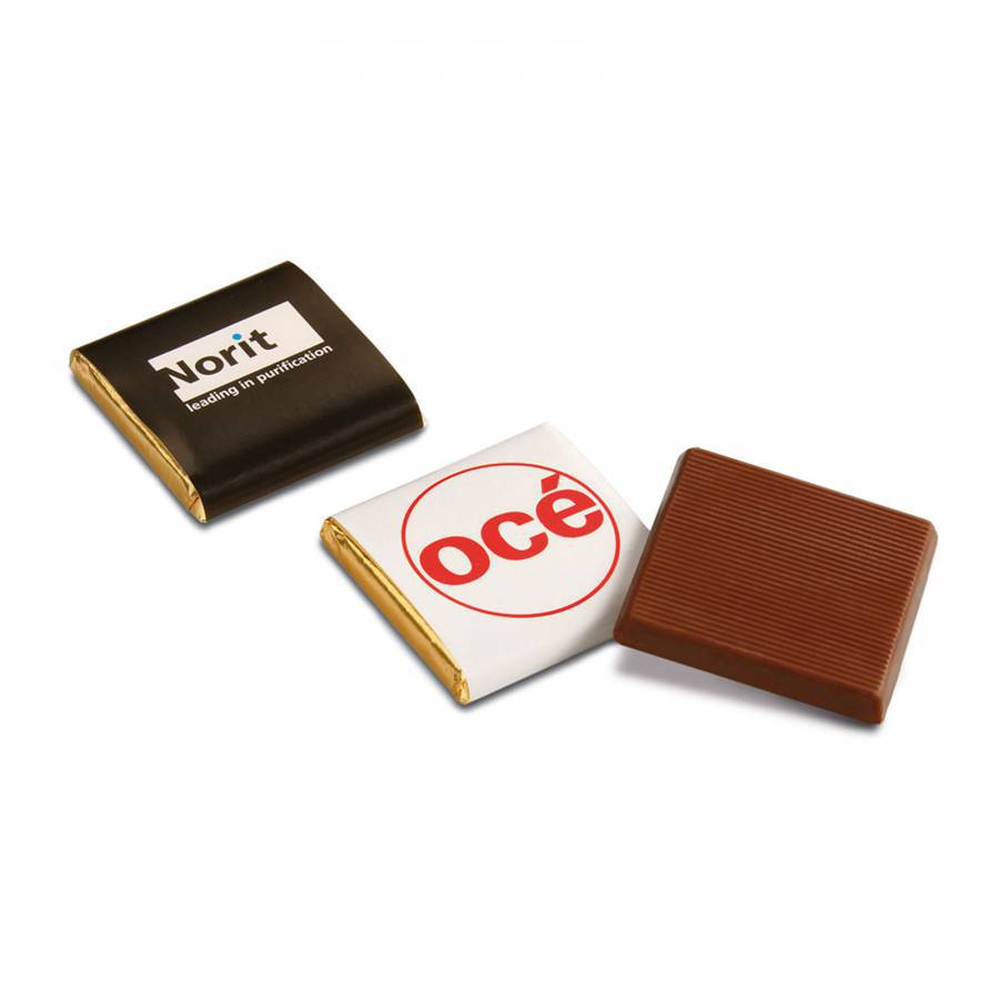 Chocolat napolitain personnalisé en carré - chocolat belge noir - Zaprinta France