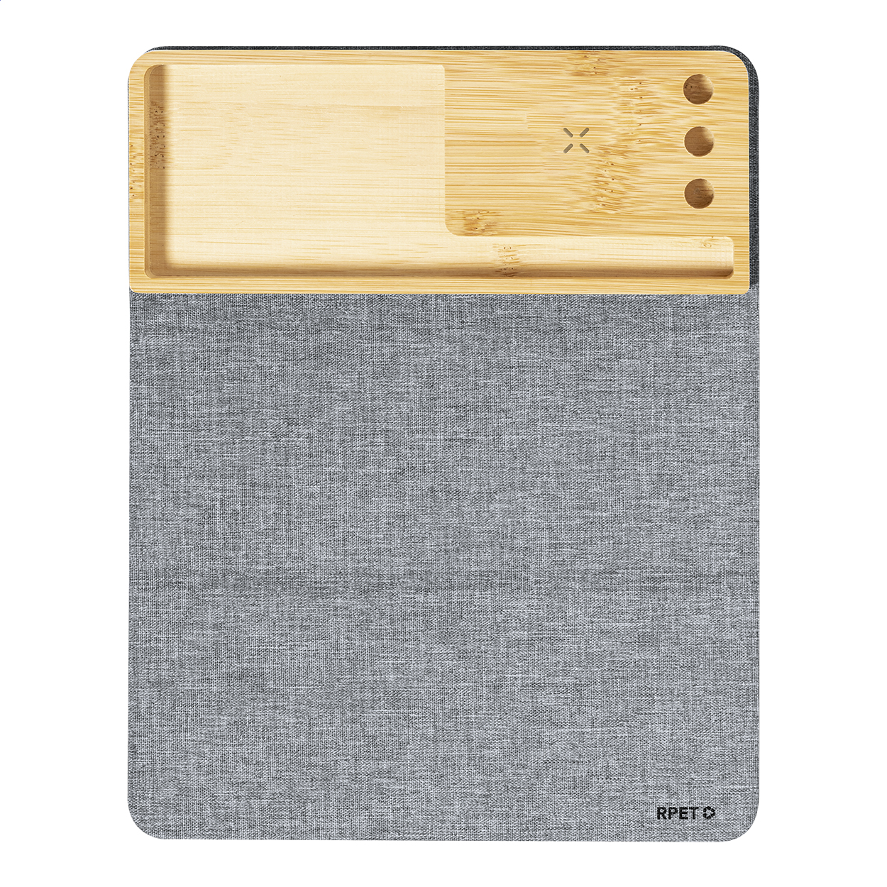 Tapis de souris Atrova personnalisé en RPET avec chargeur sans fil 15 W imprimé avec logo