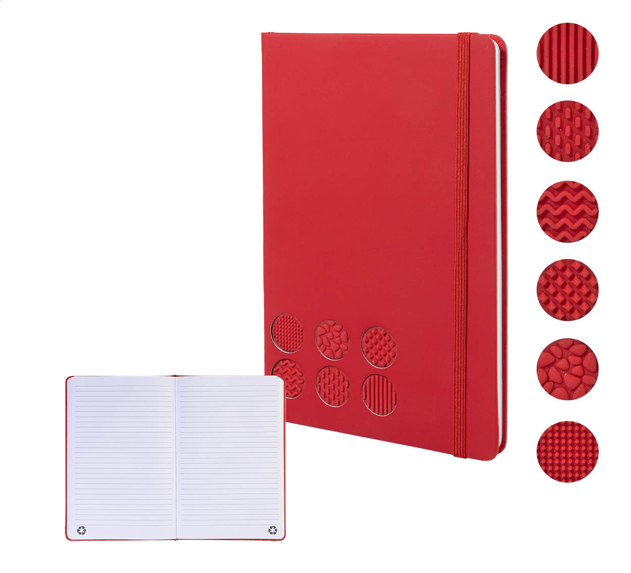 Carnet anti-stress Senspuk A5 personnalisé en PU recyclé, papier recyclé