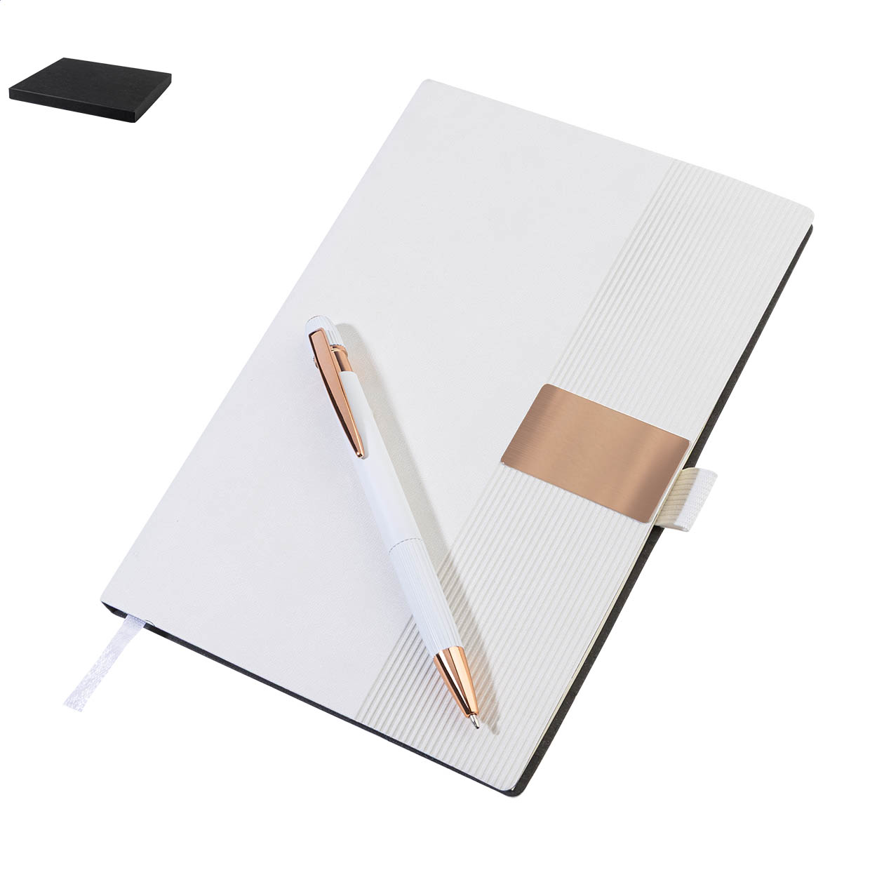 Coffret carnet Rozzet : carnet A5 en PU recyclé et stylo alu recyclé