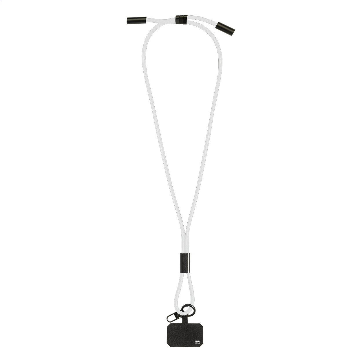 Tour de cou porte-téléphone HolCharge en RPET avec câble USB-C 60 W imprimé avec logo