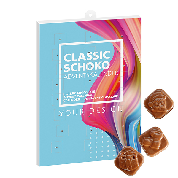 Calendrier de l'Avent en Chocolat Classique (portrait) - Henrichemont imprimé avec logo