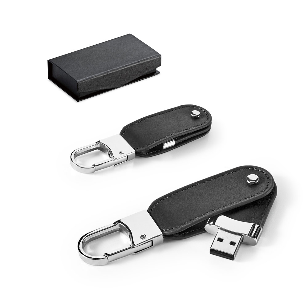 Clé USB en PU de 8GB avec mousqueton - Saint-Cirq-Lapopie