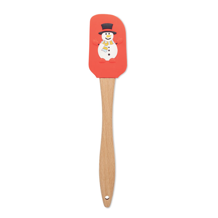 Spatule en silicone de Noël avec motif saisonnier et manche en bois - Saint-Symphorien