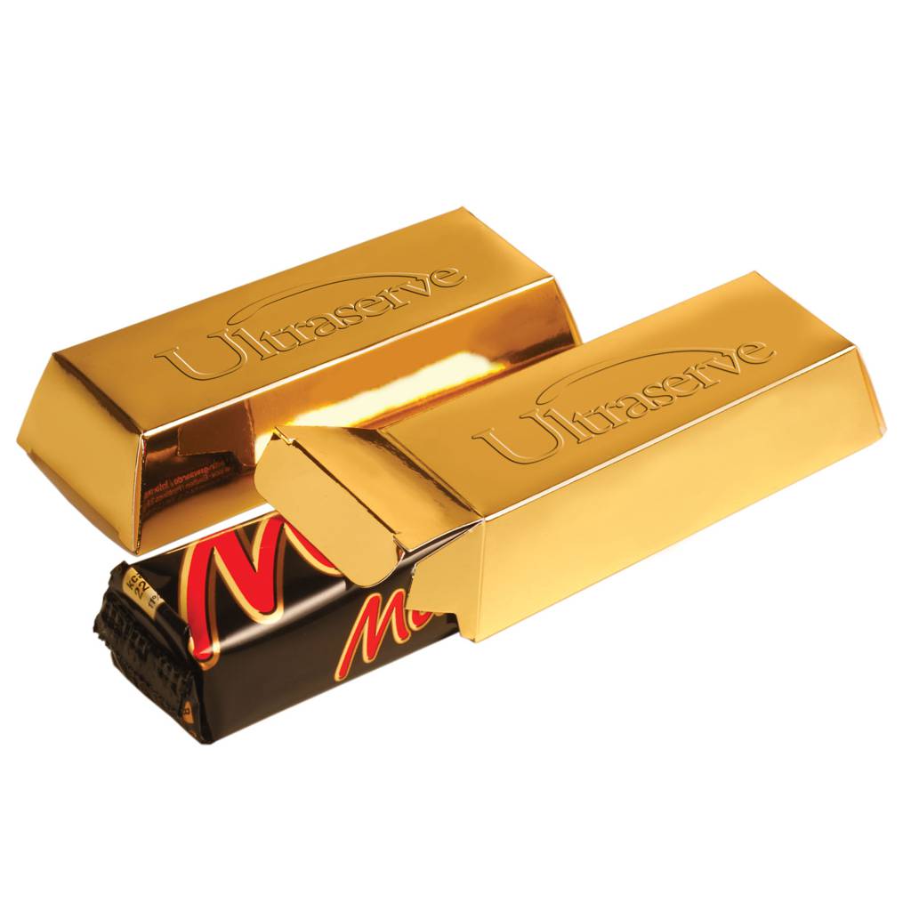 Barre chocolatée personnalisée avec emballage doré