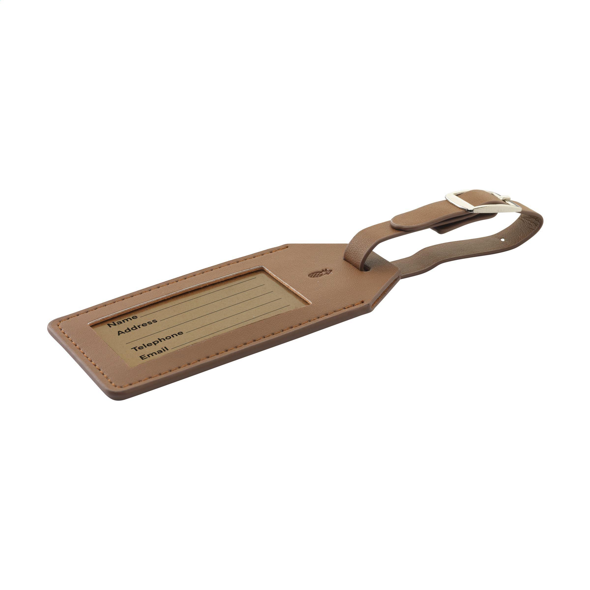 Étiquette de bagage en cuir d'ananas vegan