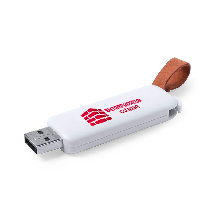 Clé usb personnalisée blanche 16 GB avec connecteur rétractable  - Arthur