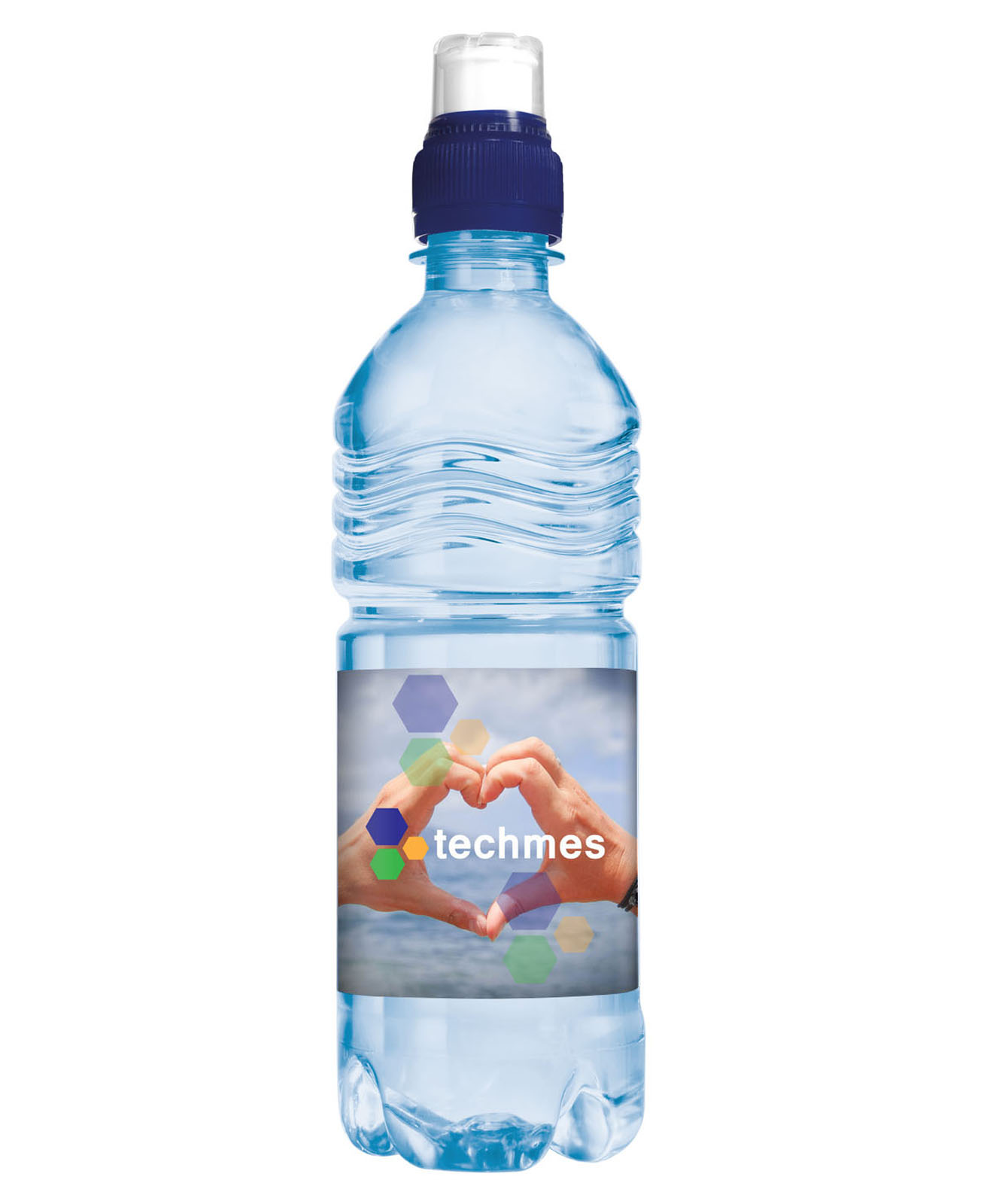 Bouteille d'eau de source avec bouchon sportif bleu de 500 ml - Brommat - Zaprinta France