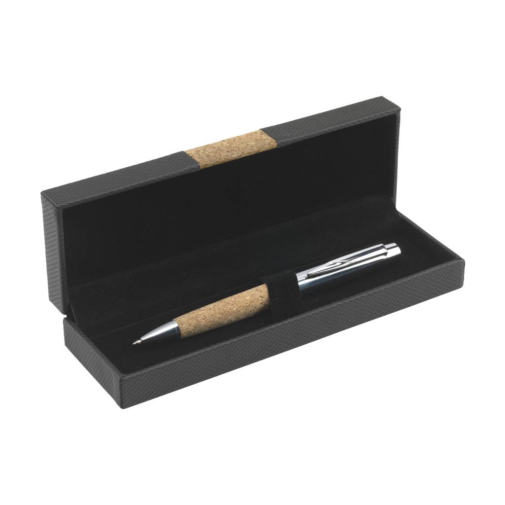 Coffret stylo à bille personnalisé finition chromée et liège - Kamichi