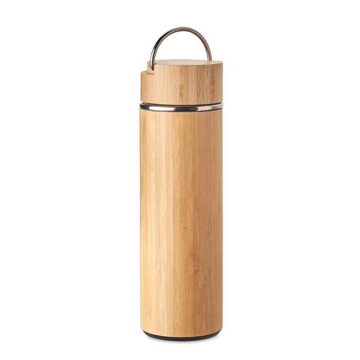 Flasque à vide en acier inoxydable à double paroi avec bambou - Zaprinta France