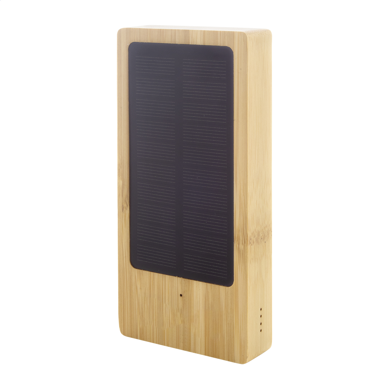 Power bank solaire Sunster personnalisé en bambou, batterie 8000 mAh