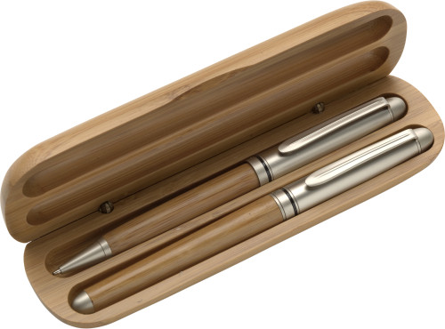 Parure de stylo bille et roller en bambou - Zaprinta France