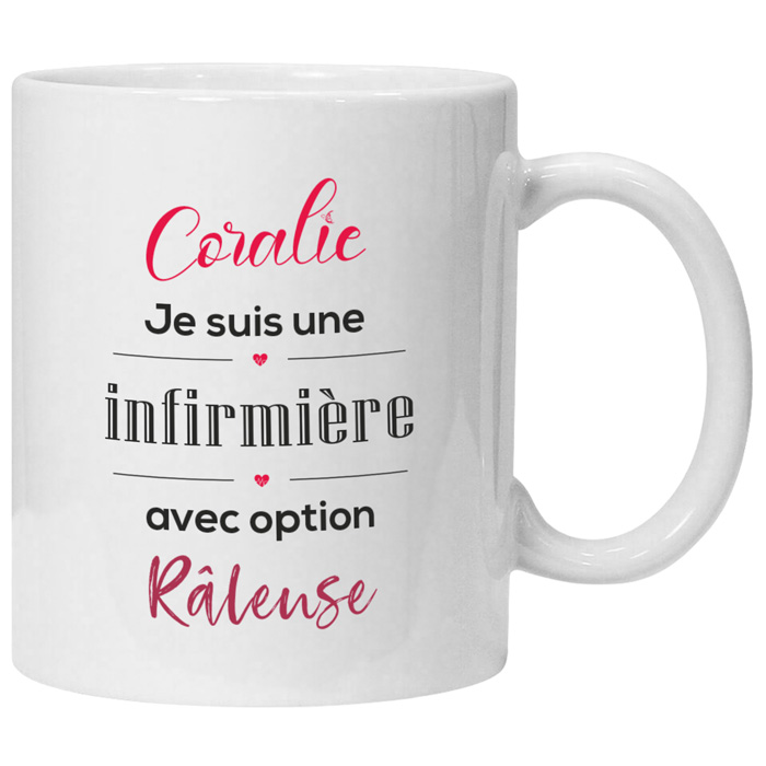 Mug infirmière personnalisé Avec option râleuse avec prénom - Anaba - Zaprinta France