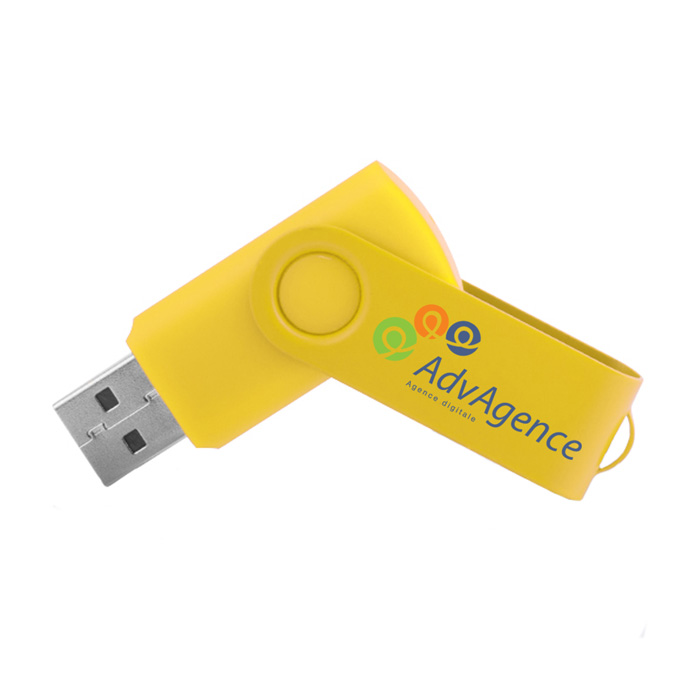 Clé usb personnalisée 16 GB colorée avec couvercle rotatif - Léo